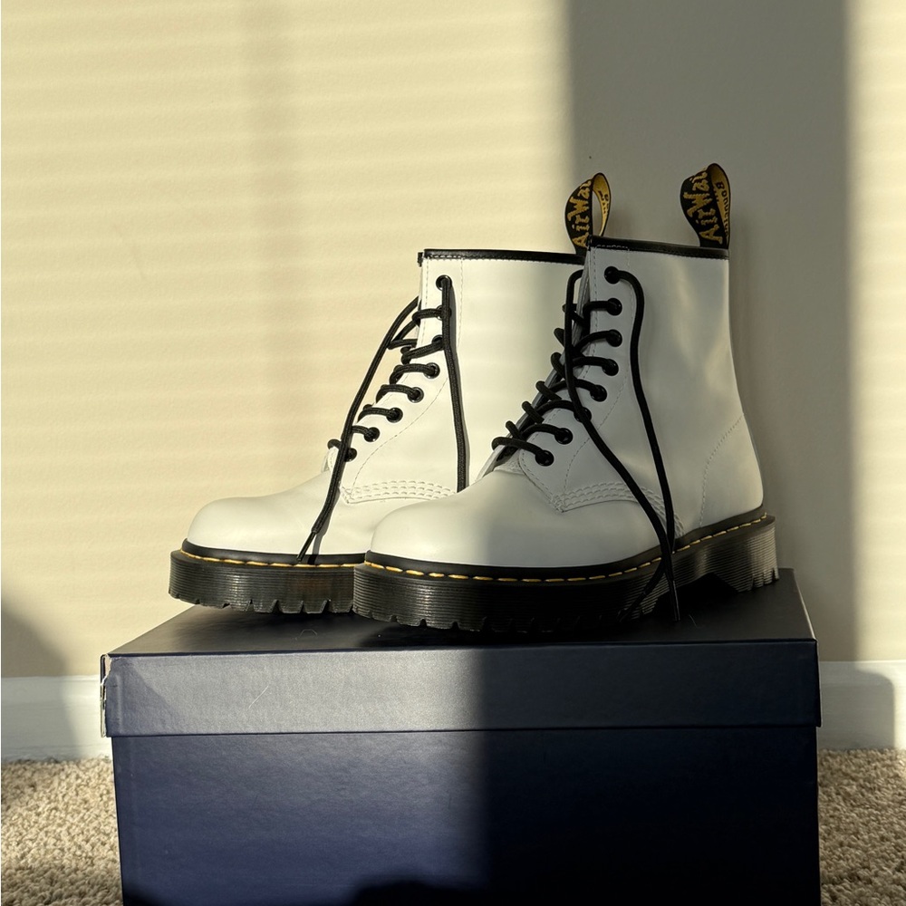 Dr. Martens White Leather Boots